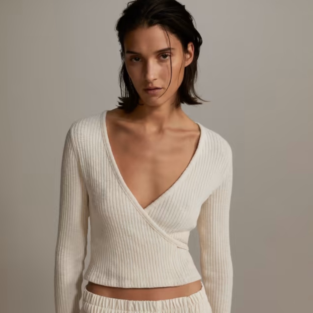 everlane rib knit wrap top